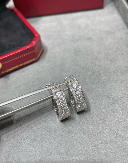 [ElanLuxe Jewelry]LOVE 5.5MM DIAMOND PAVED EARRINGS