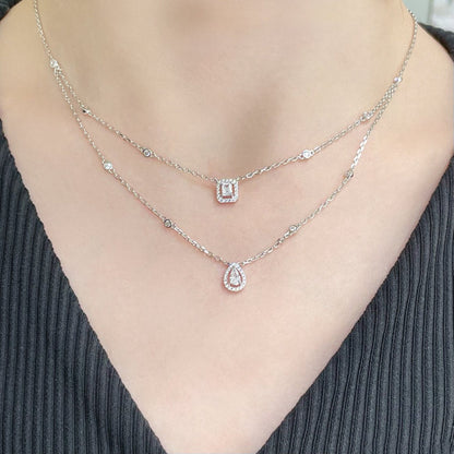 [ElanLuxe Jewelry]MY TWIN 2 ROW DIAMOND NECKLACE