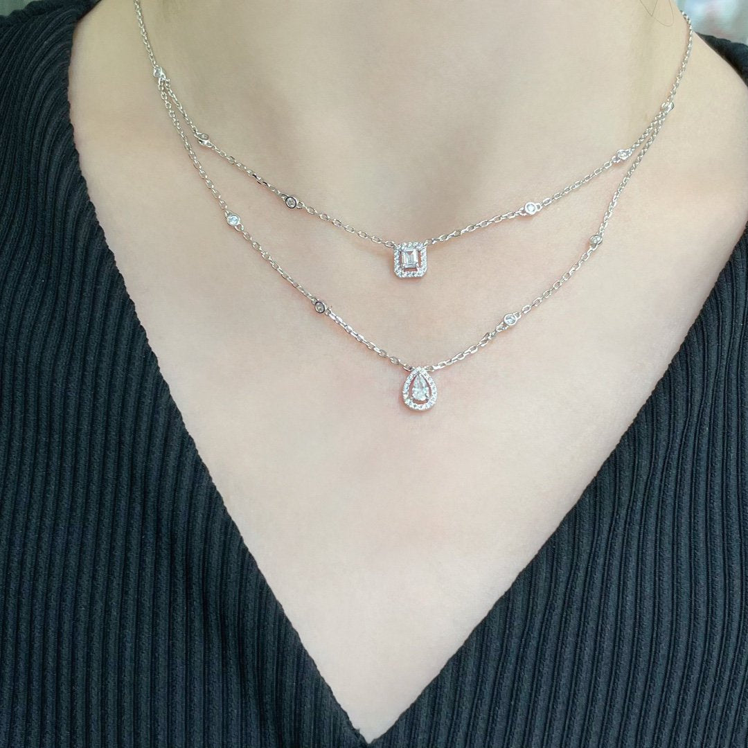 [ElanLuxe Jewelry]MY TWIN 2 ROW DIAMOND NECKLACE