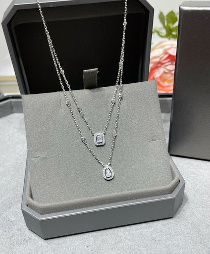 [ElanLuxe Jewelry]MY TWIN 2 ROW DIAMOND NECKLACE