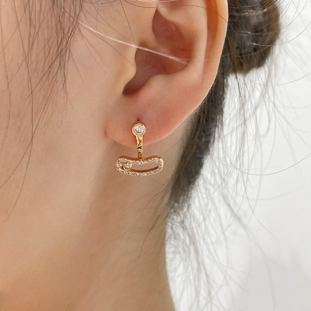 [ElanLuxe Jewelry]MOVE UNO PINK GOLD DIAMOND EARRINGS