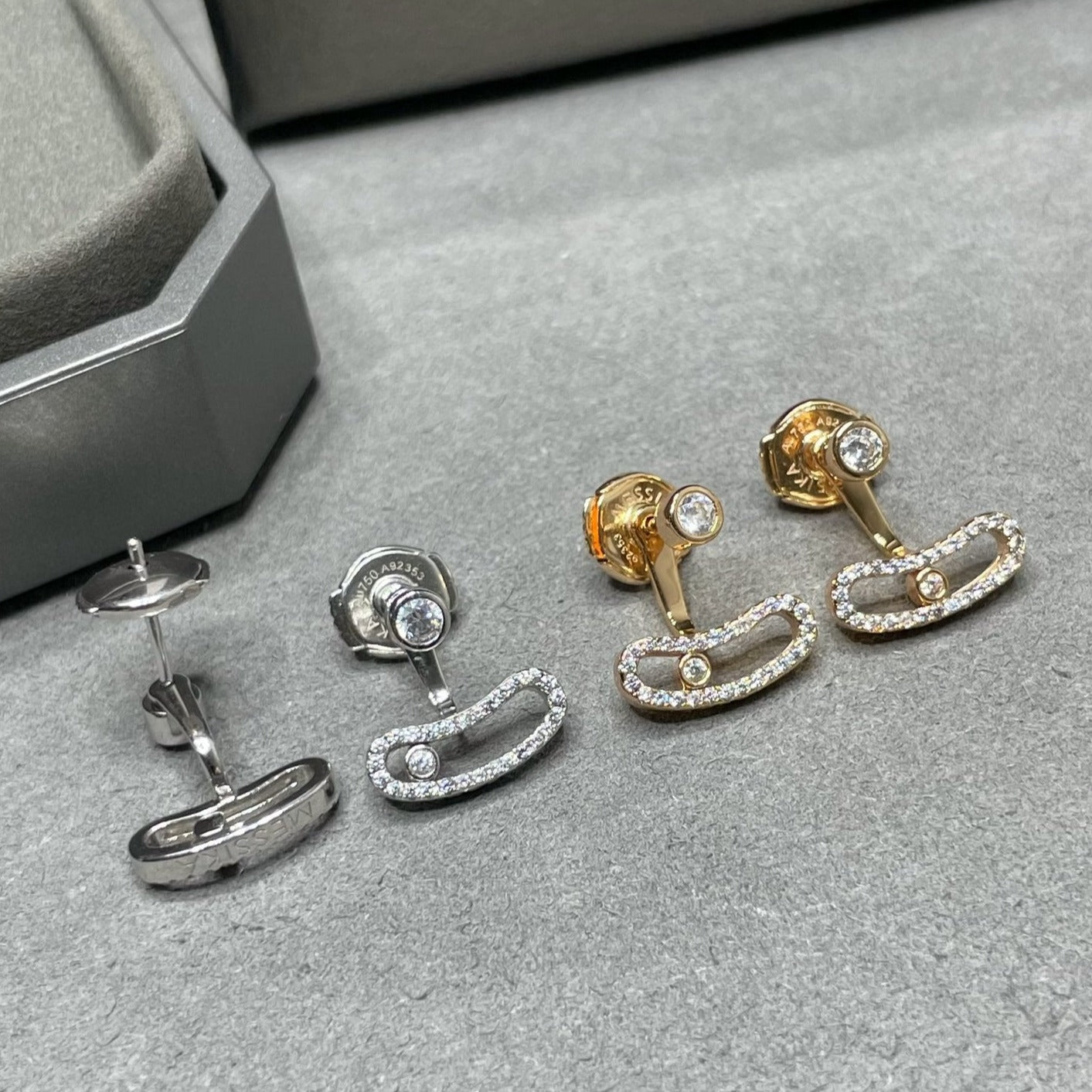 [ElanLuxe Jewelry]MOVE UNO PINK GOLD DIAMOND EARRINGS