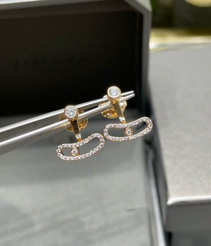 [ElanLuxe Jewelry]MOVE UNO PINK GOLD DIAMOND EARRINGS
