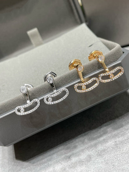 [ElanLuxe Jewelry]MOVE UNO PINK GOLD DIAMOND EARRINGS