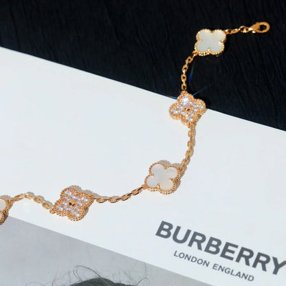 [ElanLuxe Jewelry]CLOVER WHITE PEARL MOP 5 MOTIF BRACELET COLLECTION