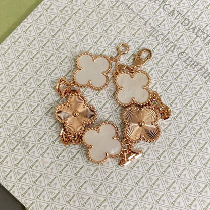 [ElanLuxe Jewelry]CLOVER BRACELET 5 MOTIF WHITE MOP PINK GOLD