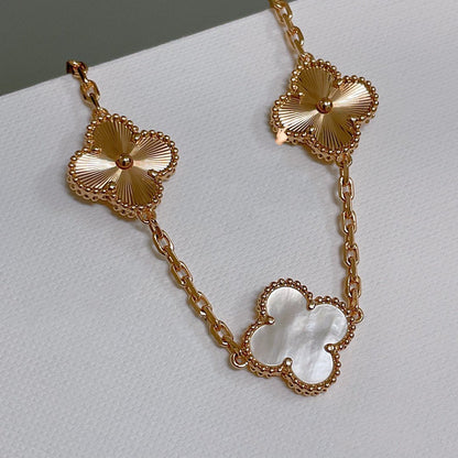 [ElanLuxe Jewelry]CLOVER BRACELET 5 MOTIF WHITE MOP PINK GOLD