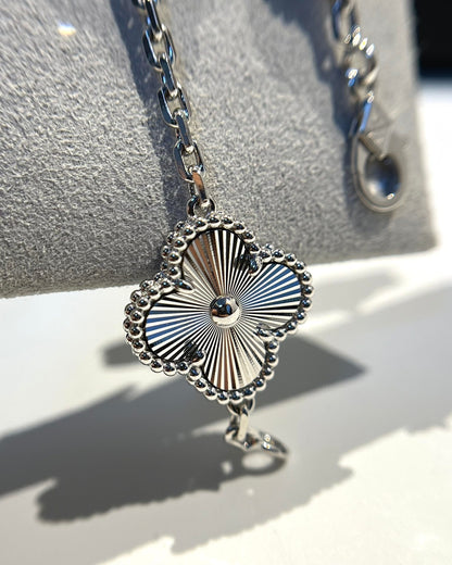 [ElanLuxe Jewelry]CLOVER 5 MOTIF SILVER DIAMOND BRACELET