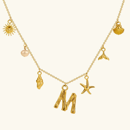 [ElanLuxe]Avaria Ocean Initial Necklace