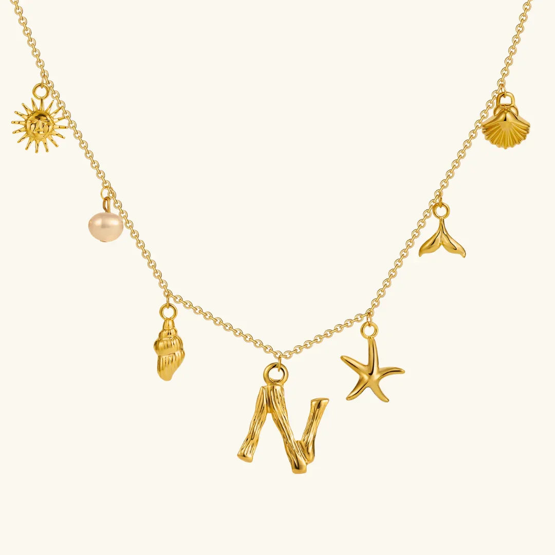 [ElanLuxe]Avaria Ocean Initial Necklace