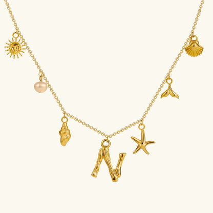 [ElanLuxe]Avaria Ocean Initial Necklace