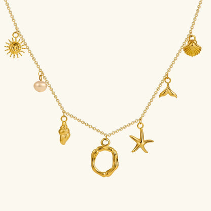 [ElanLuxe]Avaria Ocean Initial Necklace