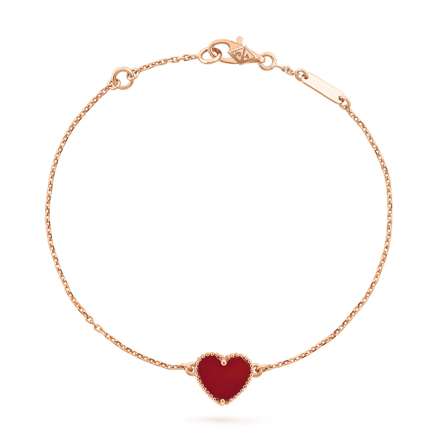[ElanLuxe Jewelry]HEART CARNELIAN PINK GOLD BRACELET