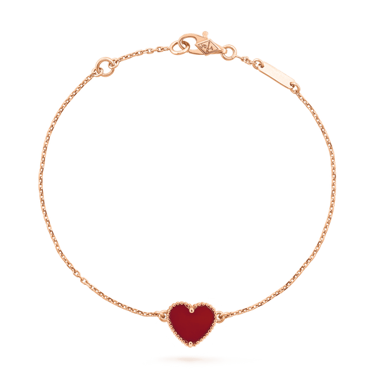 [ElanLuxe Jewelry]HEART CARNELIAN PINK GOLD BRACELET