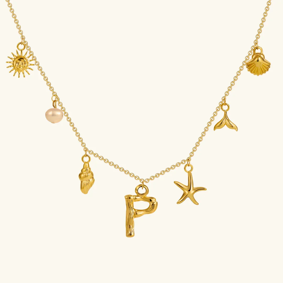 [ElanLuxe]Avaria Ocean Initial Necklace