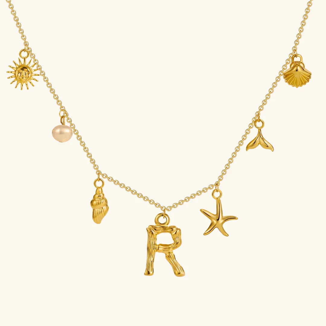 [ElanLuxe]Avaria Ocean Initial Necklace