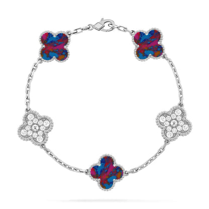 [ElanLuxe Jewelry]CLOVER 5 MOTIF COLOR GEMSTONES BRACELET COLLECTION