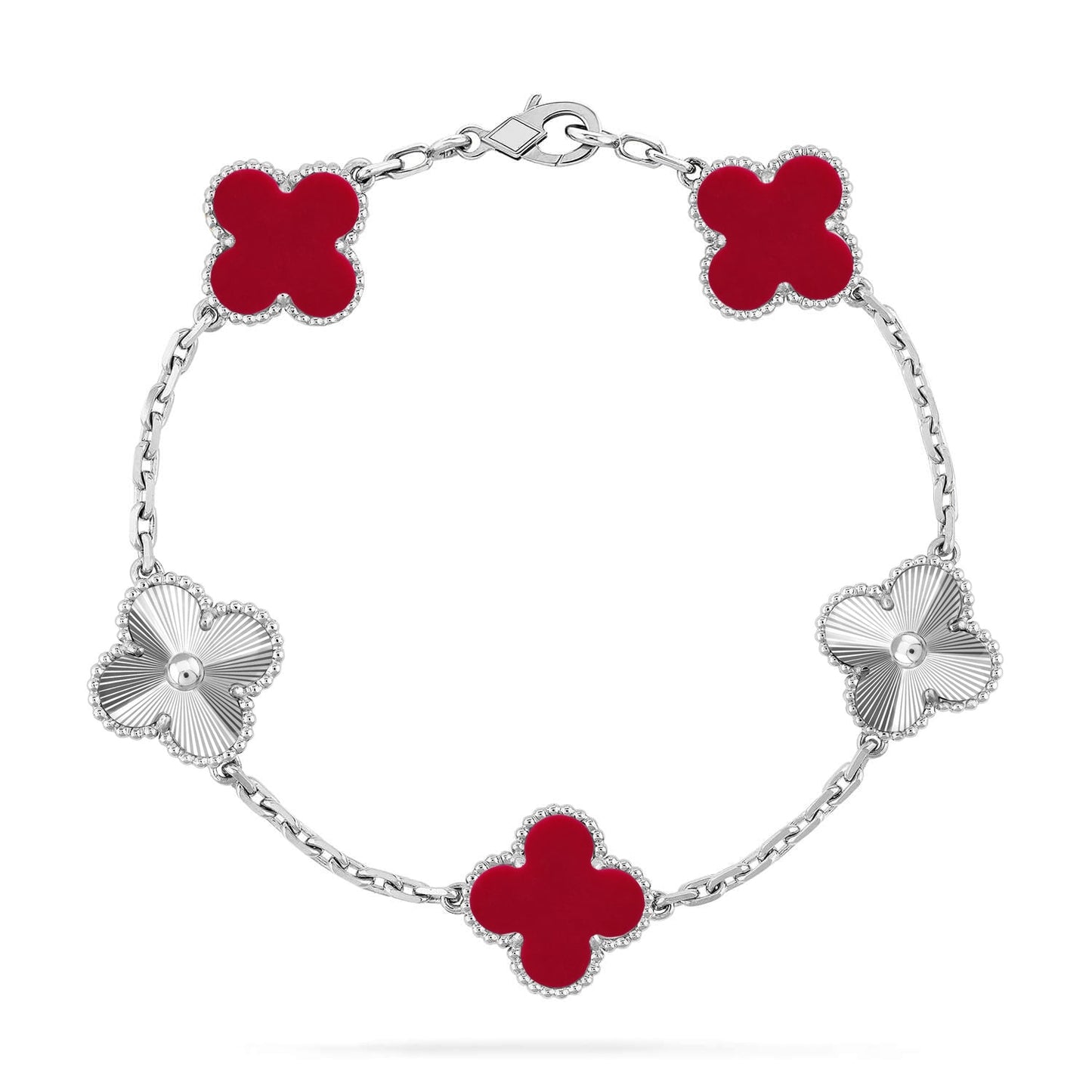 [ElanLuxe Jewelry] CLOVER 5 MOTIF RED CORNELIAN BRACELET COLLECTION