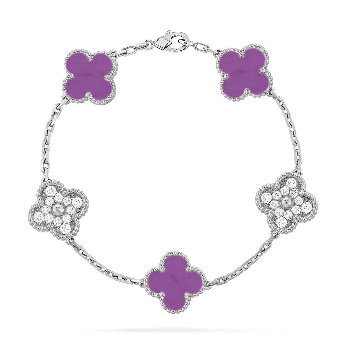 [ElanLuxe Jewelry] CLOVER 5 MOTIF VIOLET BRACELET COLLECTION