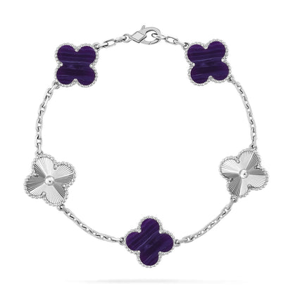 [ElanLuxe Jewelry]CLOVER 5 MOTIF PURPLE STRIPES BRACELET COLLECTION