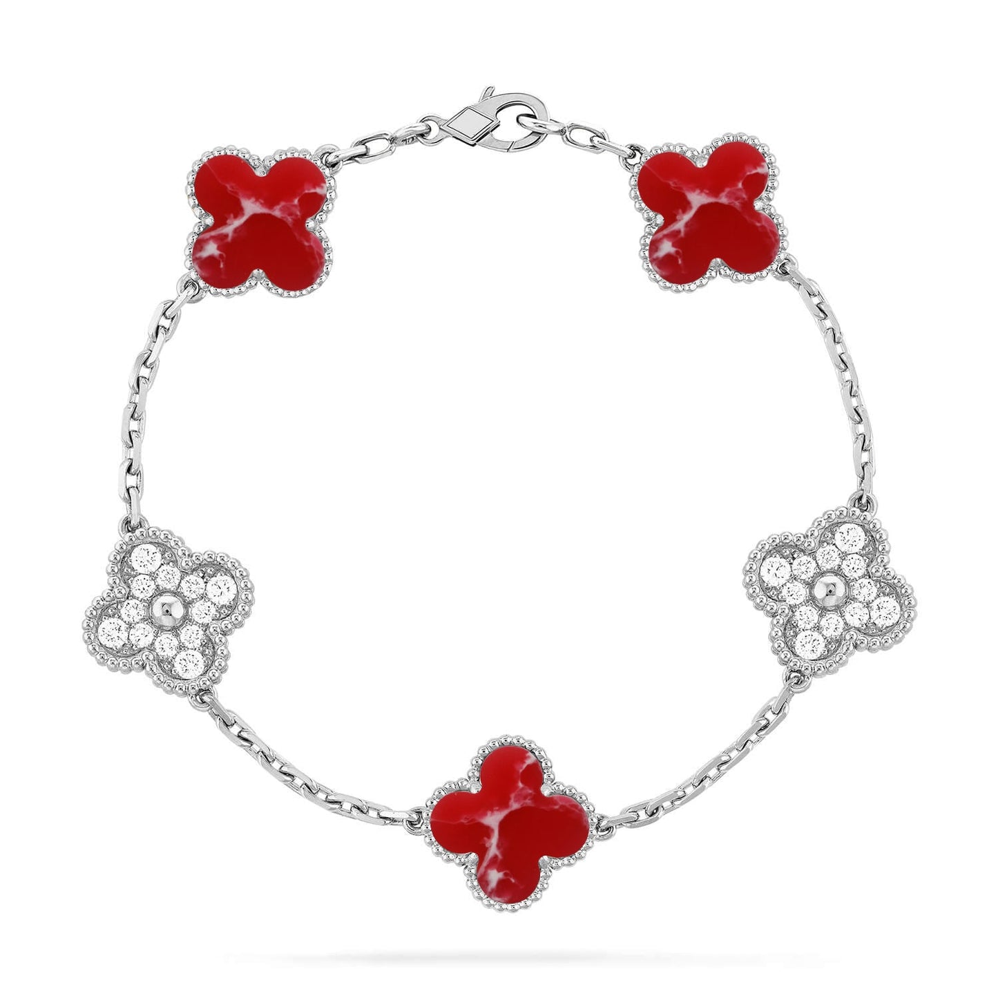 [ElanLuxe Jewelry]CLOVER 5 MOTIF RED PATTERN BRACELET COLLECTION