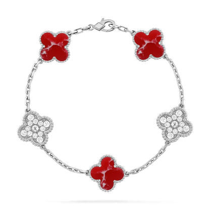 [ElanLuxe Jewelry]CLOVER 5 MOTIF RED PATTERN BRACELET COLLECTION