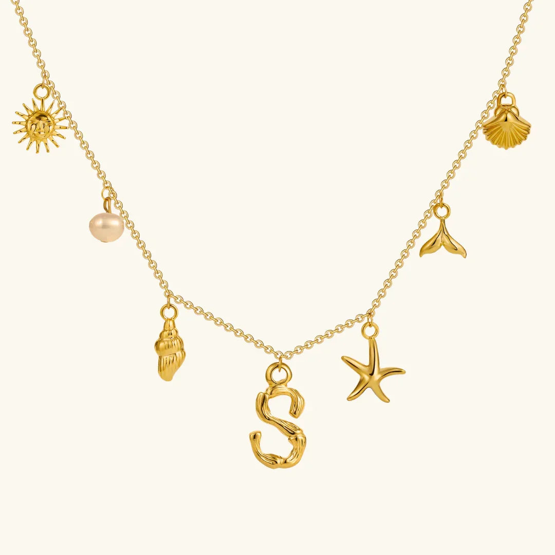 [ElanLuxe]Avaria Ocean Initial Necklace
