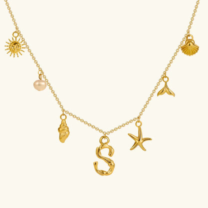 [ElanLuxe]Avaria Ocean Initial Necklace