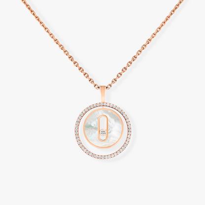 [ElanLuxe Jewelry]LUCKY MOVE 1 DIAMOND WHITE MOTHER OF PEARL PINK GOLD DIAMOND NECKLACE