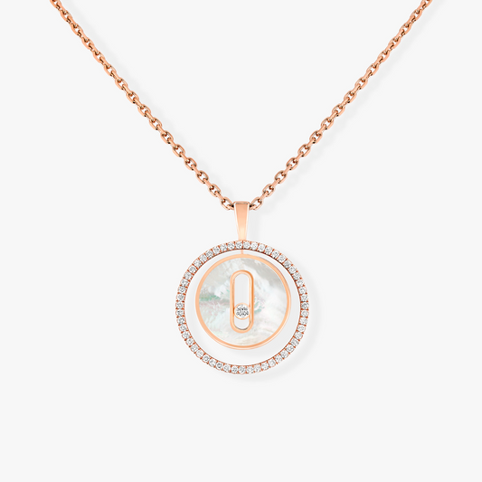 [ElanLuxe Jewelry]LUCKY MOVE 1 DIAMOND WHITE MOTHER OF PEARL PINK GOLD DIAMOND NECKLACE