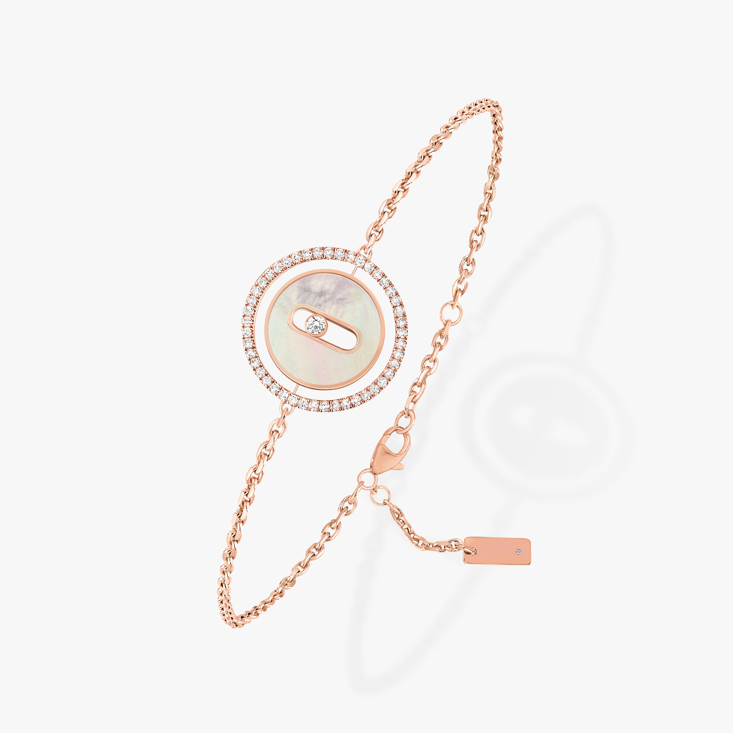 [ElanLuxe Jewelry]LUCKY MOVE WHITE MOTHER OF PEARL PINK GOLD DIAMOND BRACELET