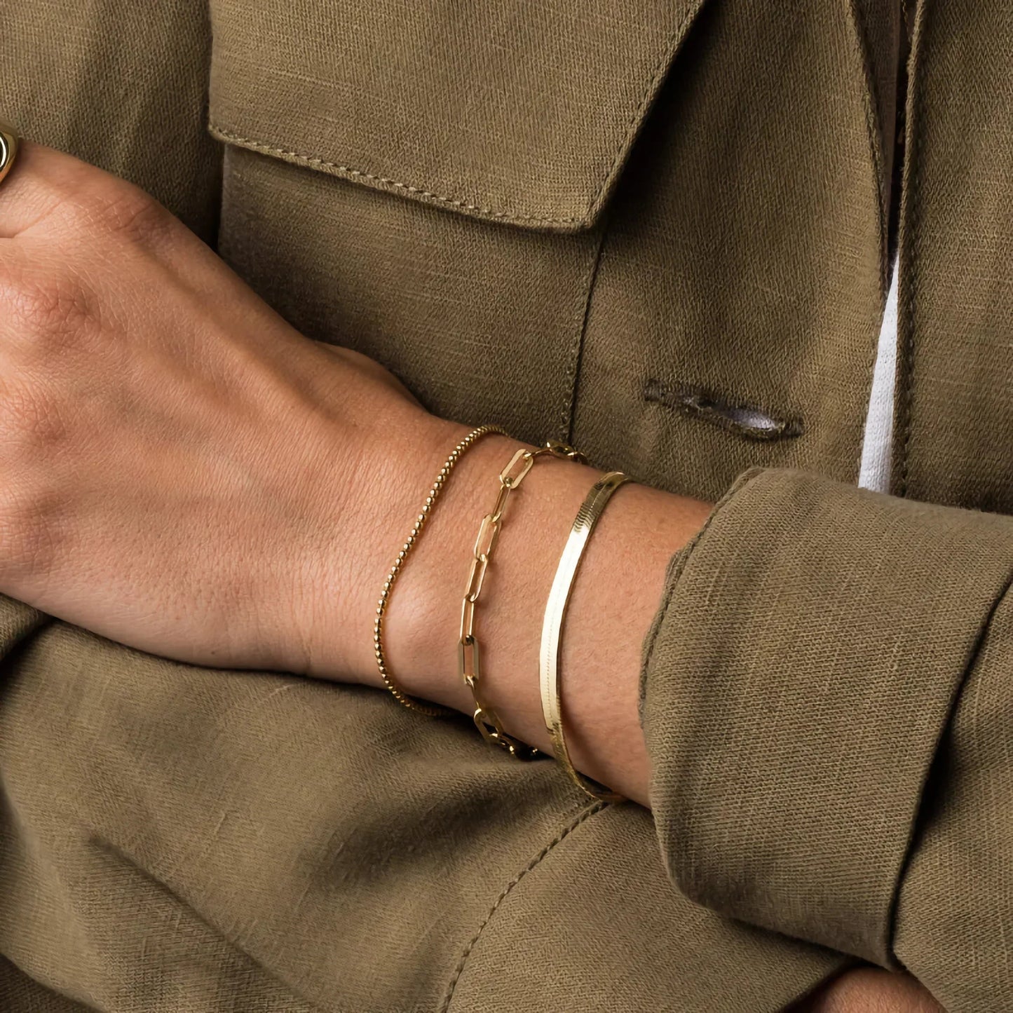 [ElanLuxe]Ellaine Gold Herringbone Bracelet