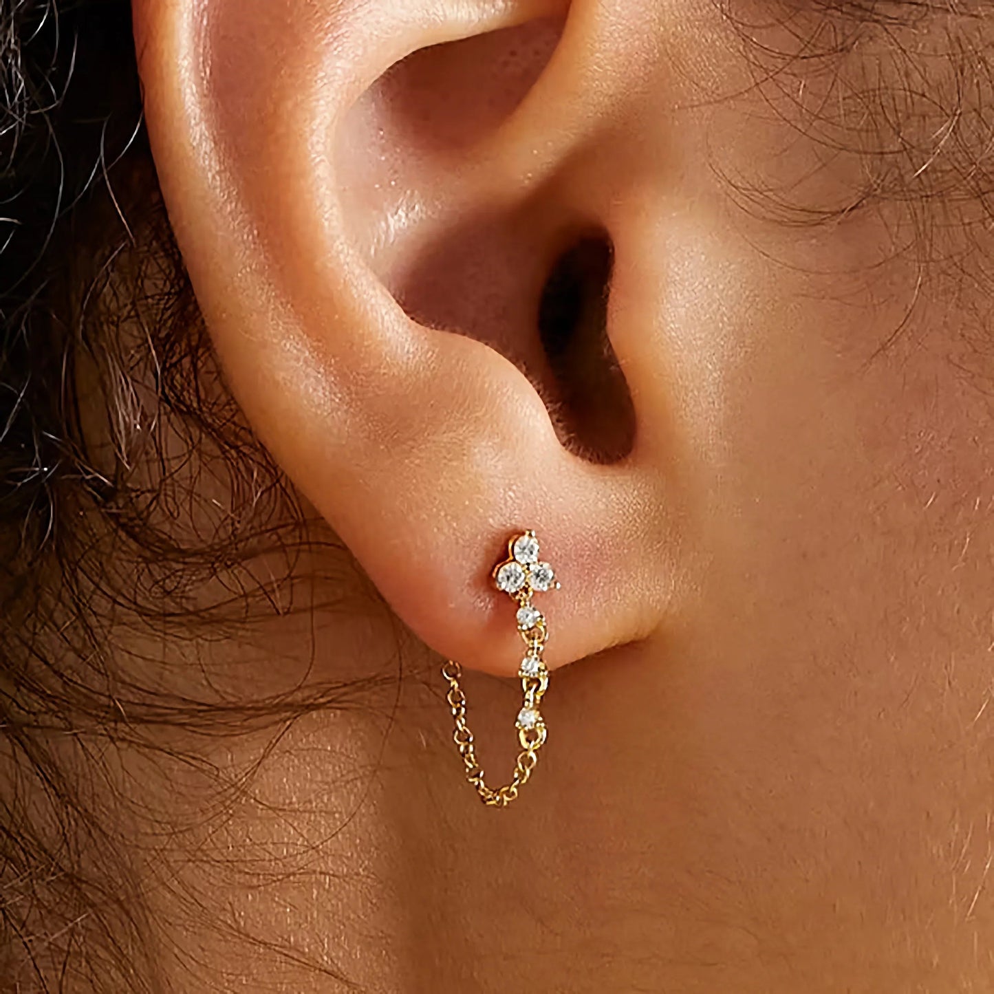 [ElanLuxe]Daniella Diamond Chain Stud