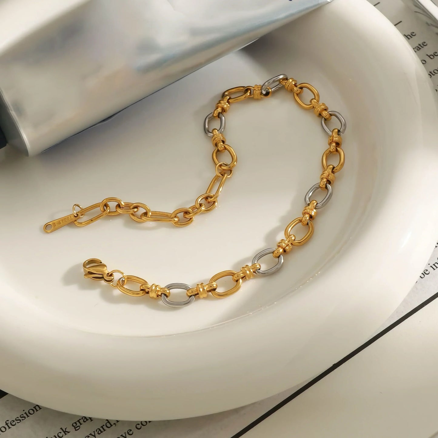 [ElanLuxe]Addison Two Tone Gold Bracelet