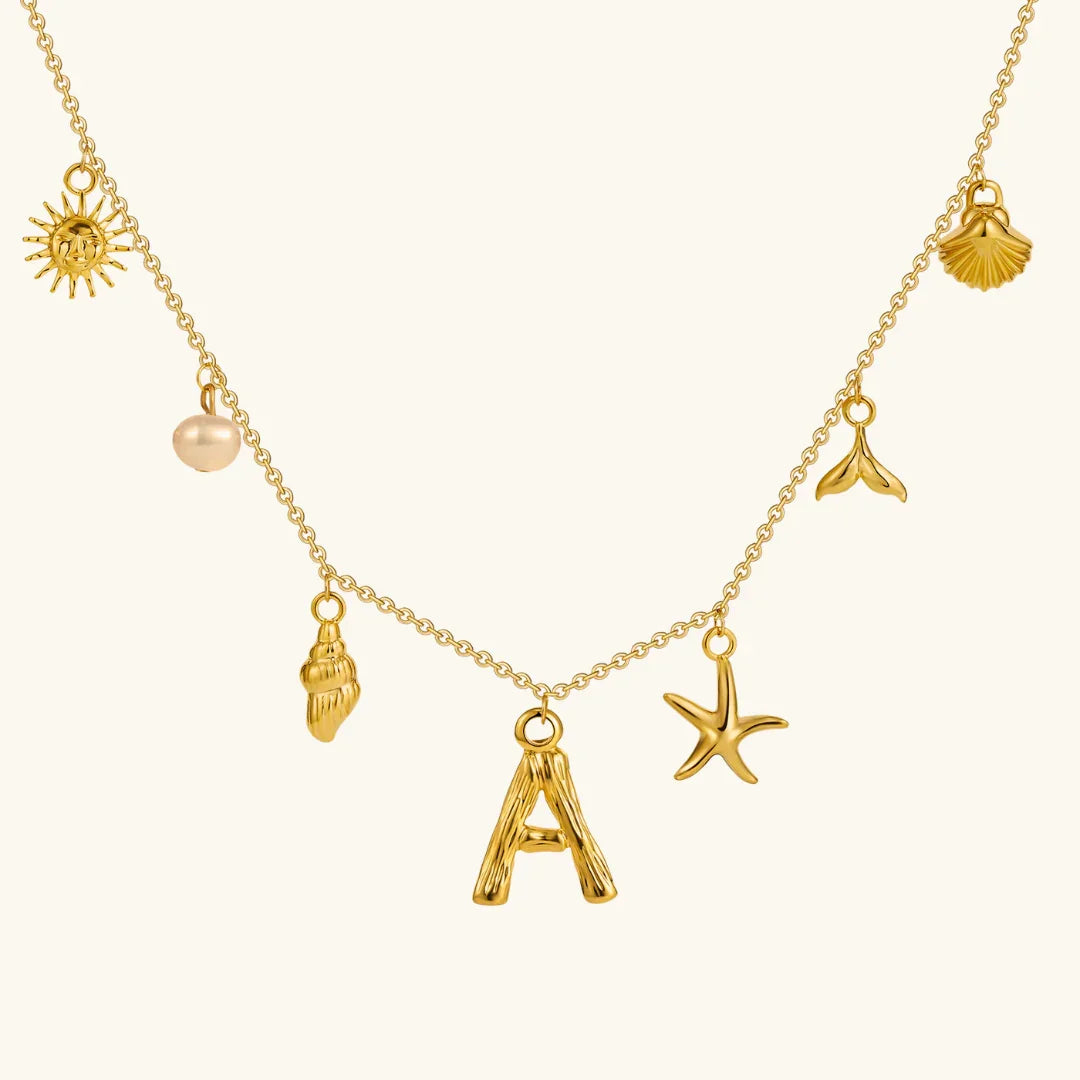 [ElanLuxe]Avaria Ocean Initial Necklace