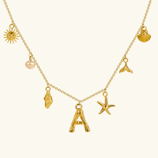 [ElanLuxe]Avaria Ocean Initial Necklace