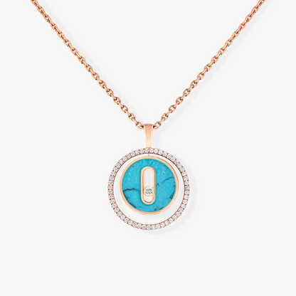 [ElanLuxe Jewelry]LUCKY MOVE 1 DIAMOND TURQUOISE PINK GOLD DIAMOND NECKLACE