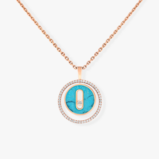 [ElanLuxe Jewelry]LUCKY MOVE 1 DIAMOND TURQUOISE PINK GOLD DIAMOND NECKLACE
