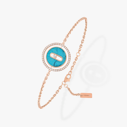 [ElanLuxe Jewelry]LUCKY MOVE TURQUOISE PINK GOLD DIAMOND BRACELET