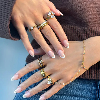 [ElanLuxe]Chastity Diamond Ring Stack