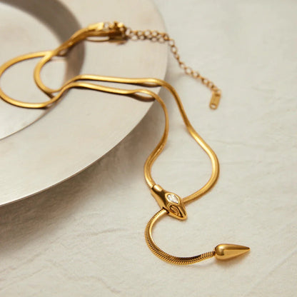 [ElanLuxe]Zarelle Gold Serpentine Pendant