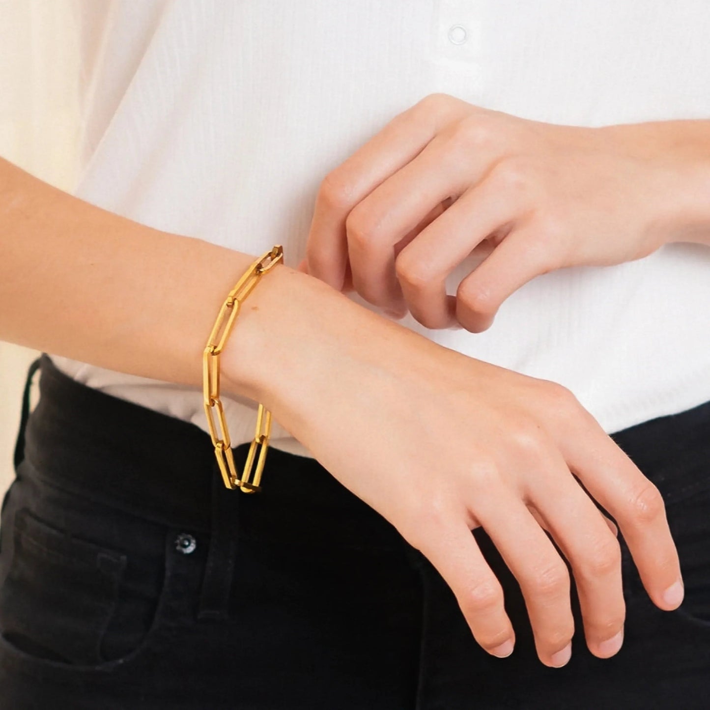 [ElanLuxe]Asta Gold Paperclip Chain Bracelet