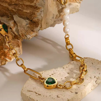 [ElanLuxe]Melanie Emerald Pearl Bracelet