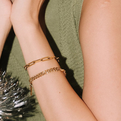 [ElanLuxe]Asta Gold Paperclip Chain Bracelet