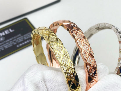 [ElanLuxe Jewelry]KOKO CRUSH HALF DIAMONDS GLOD SILVER ROSE GOLD