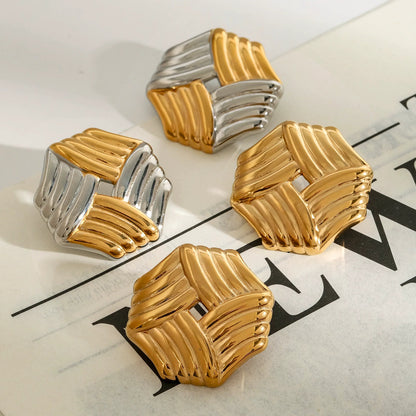 [ElanLuxe]Vanessa Criss Cut Gold Earrings