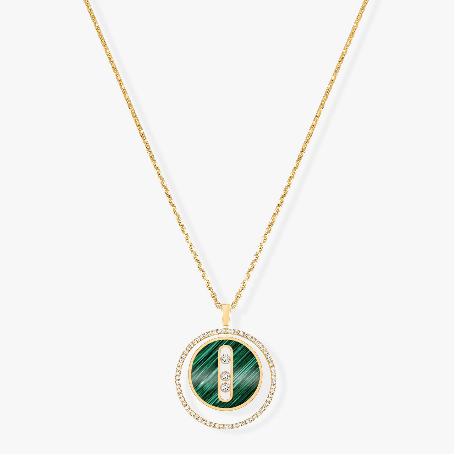 [ElanLuxe Jewelry]LUCKY MOVE 3 DIAMOND MALACHITE GOLD DIAMOND NECKLACE
