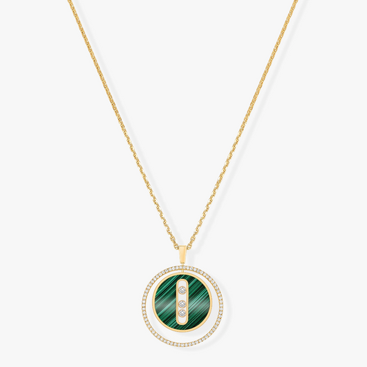 [ElanLuxe Jewelry]LUCKY MOVE 3 DIAMOND MALACHITE GOLD DIAMOND NECKLACE