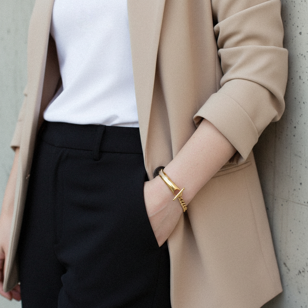 [ElanLuxe]Myrna Chained Gold Bangle
