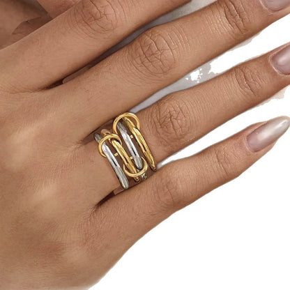 [ElanLuxe]Alexandria Two-Tone Stacked Ring